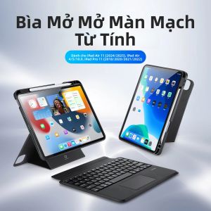 Vỏ Bàn Phím Bluetooth Cho iPad 11 Inch Tương Thích Với iPad Pro 2024 iPad Air 7/6/5 Với Bàn Phím Bảo Vệ Có Bàn Di Chuột