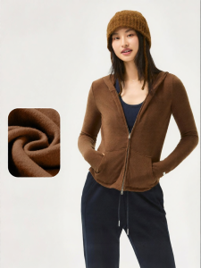 S&W | Hooded Thin Double Faced Fleece Short Zipper Jacket