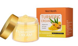 【Hot】West Month Turmeric Face Cream Freckle Whitening Dilute Melanin Repair Acne Deep Moisturizing Nourish Hydrating Smooth Brightening Lotion 50g