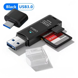 2-in-1 USB 3.0 and 2.0 High-Speed Card Reader with Type-C Adapter 5Gbps High-Speed Converter Camera Laptop