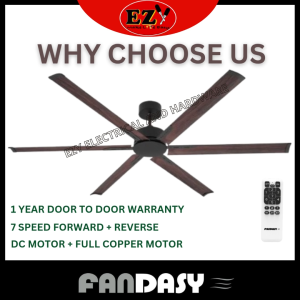 FANDASY 72" DC CEILING FAN 6 BLADES REMOTE CONTROL (TITAN SERIES) KIPAS SILING 72INCI BESAR - BIG CEILING FAN