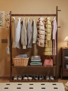 Meisda Rustic Solid Wood Clothes Hat Rack Floor Standing Indoor Bedroom Hanging Coat Storage Multi-functional Organizing Shelf
