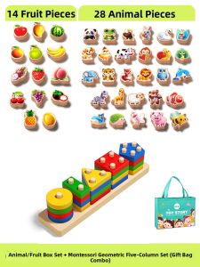 TONGMUXING | Large Beads Wooden Educational Stringing Toy for Toddlers 1-3 Years Old Fine Motor Skills Training