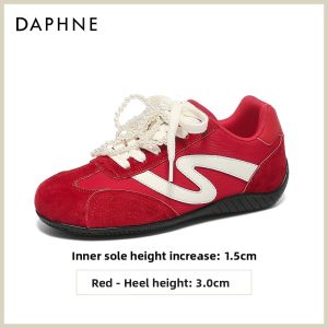Daphne | Red Womens Height Increasing Shoes Ballet-style Thick Sole