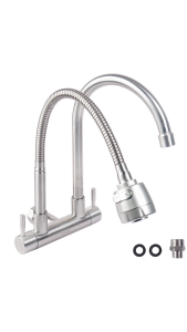 Vòi rửa chén gắn tường 2 đầu lạnh tăng áp Hobby Home Decor G2LX