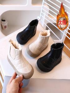Girls Fleece Lined Thickened Soft Surface Snow Boots Winter Fashion Short Casual Style Anti Slip Waterproof Children Boots