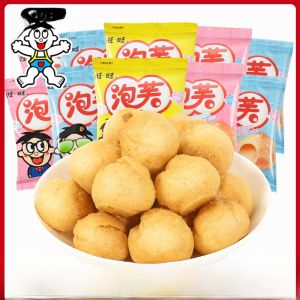 Wang Wang Puff ขนมปังกลมถั่วแดงกรอบกล้วยหอม เนยสดสดใหม่ 16 กรัม X 20 ชิ้น ขนมหวานสำหรับเด็ก ขนมปังแห้ง
