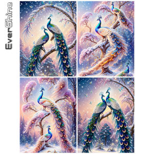 EverShine Animal Diamond Painting Peacock Picture Of Rhinestones Mosaic Tree DIY Embroidery Fantasy Wall Decorations Living Room