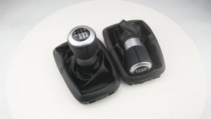 Anzulwang | Leather Manual Gear Shift Knob And Boot Cover for Seat Alhambra 2000-2010 5/6 Speed Car Styling Accessory Replacement Part