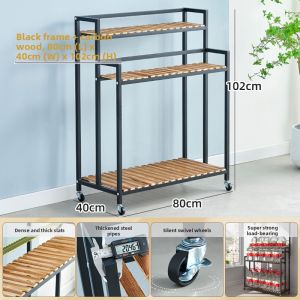 TMCG | Mobile Multi-level Wooden Iron Flower Stand