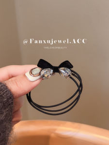 FANXU | Velvet Rhinestone Bow Hair Tie For Women