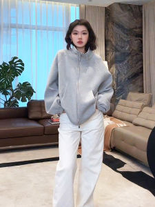 Loose Fit Sweatshirt Soft Comfortable Casual Outerwear Mess05 ME Home Yang Womens Fashion Spring Season Zipper Closure Long Sleeve