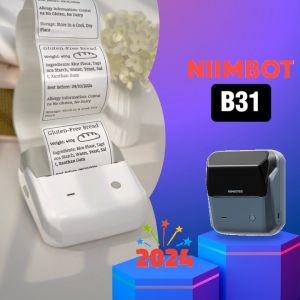 NIIMBOT Label Printer B31 20-75mm Inkless Bluetooth Portable Direct Thermal Labelling Machine Labeller Sticker Maker for Business Retail Store Bakery