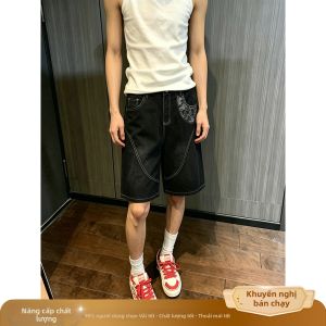 ZHUOCAN | Quần Short Nam Mùa Hè Thẳng Phong Cách Casua Hoa Nhục Đậu khấu