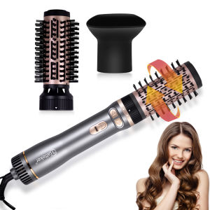 Hatteker EU 3-Head Hot Air Brush Hair Dryer Strong Wind Electric Straightener Curler Roller Comb Blower Styling Tool for Women