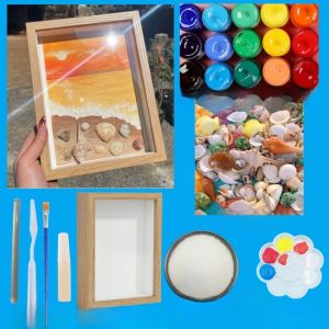 Beach Shell Texture Painting Night Light DIY Material Kit Picture Frame Decorative Ornaments Gift for Girlfriend Birthday