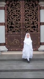 Gamis Putih Anak 4-10 Tahun Rempel Set Hijab/Gamis Manasik Haji Anak/Dress Anak/Cod