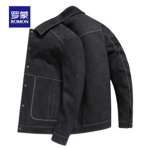 ROMON | Lormen Mens Suede Jacket Slim Fit Casual Thickened Autumn Winter New Style Youth Fashionable Urban Commute Style Outerwear