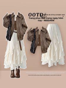 NEEDARNA | Autumn Melan Fashion Western Leather Dress Outfit Set
