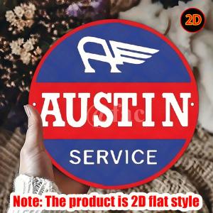 CIFbuy | Vintage 2D Metal Wall Art 7.87in Blue Red Round Aluminum Sign for Home Bar