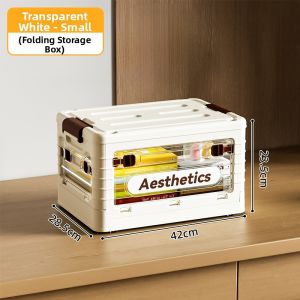 Transparent Books Storage Box Foldable with Wheels