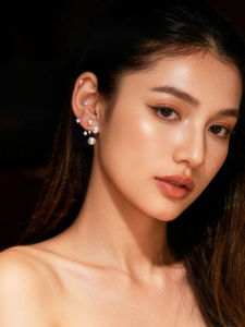 GOOYNN | Bông Tai Ngọc Trai Chấm Bi Kim Cương Bạc
