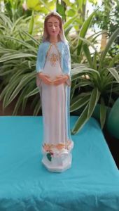 Tượng công giáo Mẹ Hy Vọng _mang bầu cao 22cm áo xanh chất liệu composite trang trí bàn làm việc tủ kính quà tặng người thân