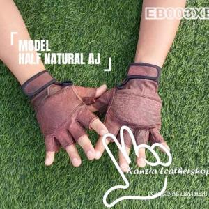 Sarung Tangan Kulit Polos Crazy Horse Half Fingers Gloves & Kanzia Leathershop