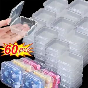 60/100PCS Mini Storage Box Transparent Square Plastic Box Earrings Jewelry Packaging Storage Small Square Box Jewelry Organizer