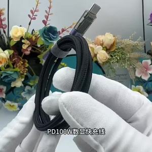 BSN | Cáp USB C PD 100W Màn Hình Hiển Thị Kỹ Thuật Số Sạc Nhanh Type-C Dây Dữ Liệu 0.5M/1M/2M Cho Điện Thoại Di Động Laptop Dây Sạc