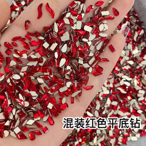 Spring Orange New Year Small Flat Bottom Drill Nail Decoration Elegant Red Powdered Water Diamond Trendy Nail Decorations
