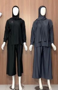 setelan blouse +kulot+ pasmina 3 in 1 daily set muslimah setkulot bahan jersey zoya