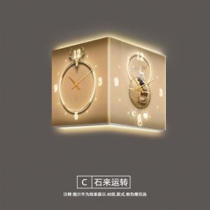 Lucky Stone Corner Clock Creative Moon Living Room Double-Sided Corner Wall Clock Internet Celebrity Elk Corner Double-Sided Clock