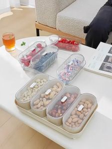 Khay Để Bàn Đựng Trái Cây Khô Bánh Kẹo Trong Suốt Có Nắp Đậy Phong Cách Bắc Âu