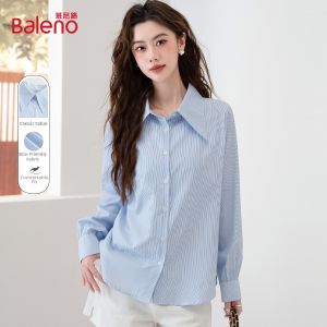 BALENO | Stylish Striped Collar Long-Sleeve Versatile Womens Shirt