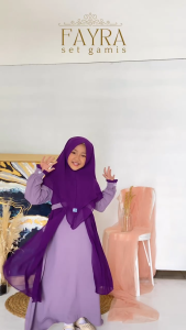 Gamis Anak Perempuan Free Jilbab 6-11 thn bahan Crinkle mix Ceruty Babydoll Model Simple Kekinian COD