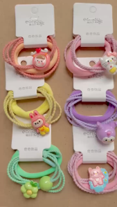 Fyngalery ♛ Set Karet Rambut Anak Isi 3 Karet Rambut Karakter Kartun Lucu Kuncir Rambut Anak DP397