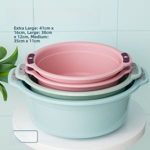 Large Size Thickened Plastic Face Basin Household Use Washing Feet Basin Student Dormitory Laundry Basin Non Transparent round