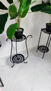 Iron 2-Layer Plant Stand Balcony Flower Pot 50/60cm Indoor & Outdoor Classic Style Pendirian Bunga Besi Tempa