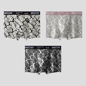 Miiow | Catman Mens Printed Boxer Shorts Mid Waist Cartoon Design Large Size Polyester Fiber Comfortable Briefs For Young Men