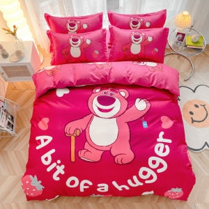 Disney Strawberry Bear Pure Cotton Bedding Set Girls Duvet Cover Sheet Bedding Cap Three-Piece Set Four-Piece Set Cartoon Theme