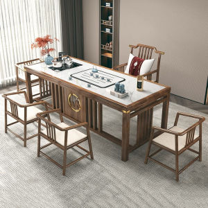 Modern Simplicity Chinese Style Rock Slab Solid Wood Tea Table Chair Combination Office Tea Making Table Home Use Tea Set