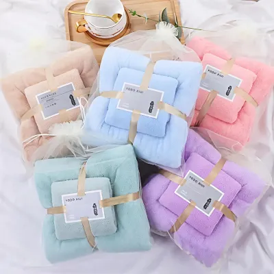 Handuk beranak set isi 2 pcs anduk mandi bulu tebal halus towel hampers souvenir hadiah kado bayi lahiran wedding pernikahan ulang tahun anak