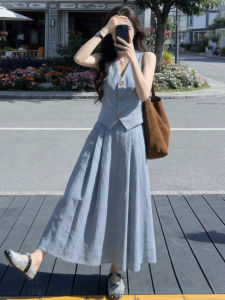 BIFEIMENG | Elegant Blue Sleeveless Summer Dress