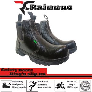 Sepatu Safety Boots Pria Slip On Kings Sepatu Proyek Sepatu Ujung Besi Sepatu Kerja Lapangan