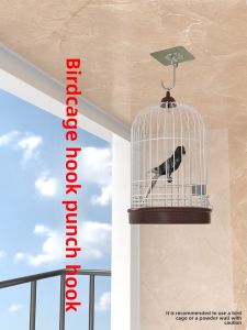 Metal Parrot Cage Pigoen Cage Load-Bearing Storage Hook House Ceiling Punch-Free Bird Cage Strong Sticky Hook