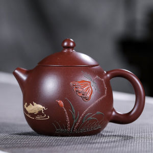 Handmade Yixing Tím / Tím Violet / Tím Hoa Cà Ấm Trà Đất Sét Nguyên Bản Mỏ Tím / Tím Violet / Tím Hoa Cà Vermillion Đất Sét Vẽ Trứng Rồng Lớn Dạ Hội Lỗ Ổ Cắm Nước 260ml Ấm Trà Sử Dụng Tại Nhà