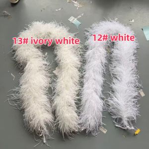 2M Ivory White Ostrich Feather Boa 4 6 10 15 20Ply Feather Shawl&Scarf Wedding Carnival Dress Stage Clothes Decor Plumes Trim