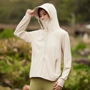 Mulinshan UPF50+ Womens Summer Lightweight Breathable Outdoor Ice Silk Sun Protection Clothing Loose Fit Long Sleeve Zipper
