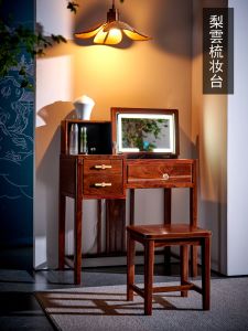 Red Sandalwood Makeup Desk Hedgehog Purple Mahogany New Chinese Style Bedroom Simple Classical Flip Cover Makeup Table Chair Combination